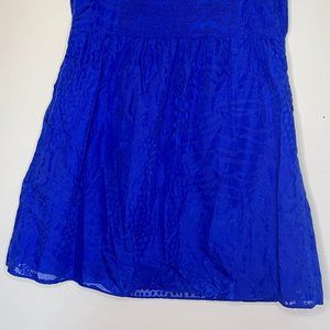 Express Burnout Crocodile Strapless Ruched Mini Dress Blue